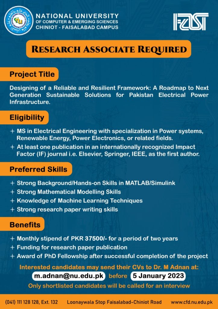 Research Associate Required – FAST NUCES | CFD